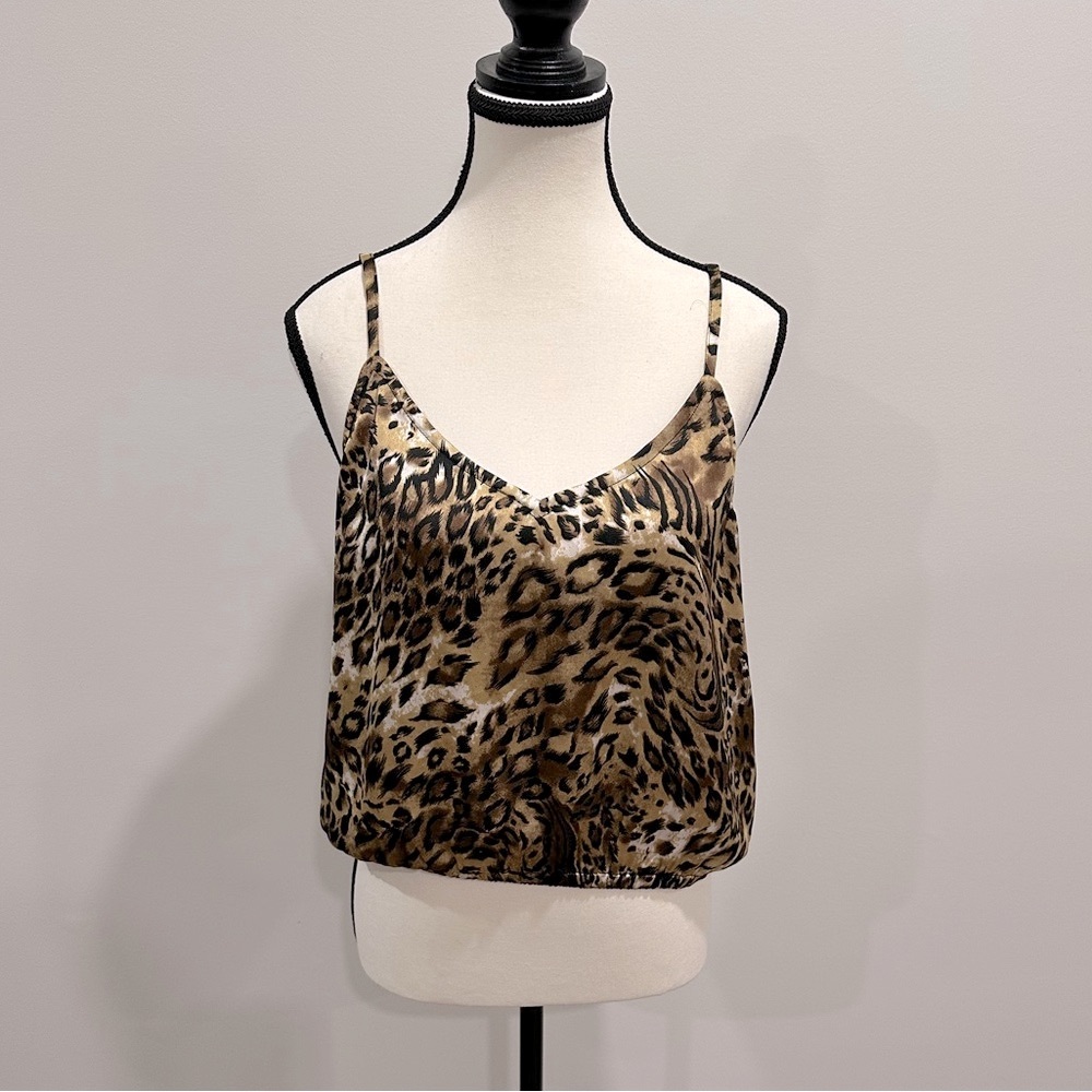 Chic Leopard Print Satin Cami by Dear Love – Size Large